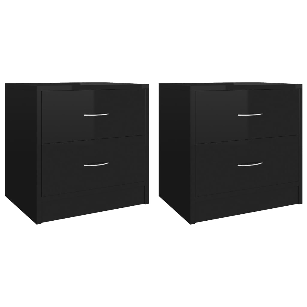 vidaXL Нощни шкафчета, 2 бр, черен гланц, 40x30x40 см, ПДЧ