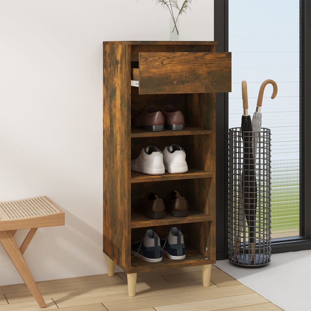 vidaXL Шкаф за обувки, опушен дъб, 40x36x105 см, инженерно дърво