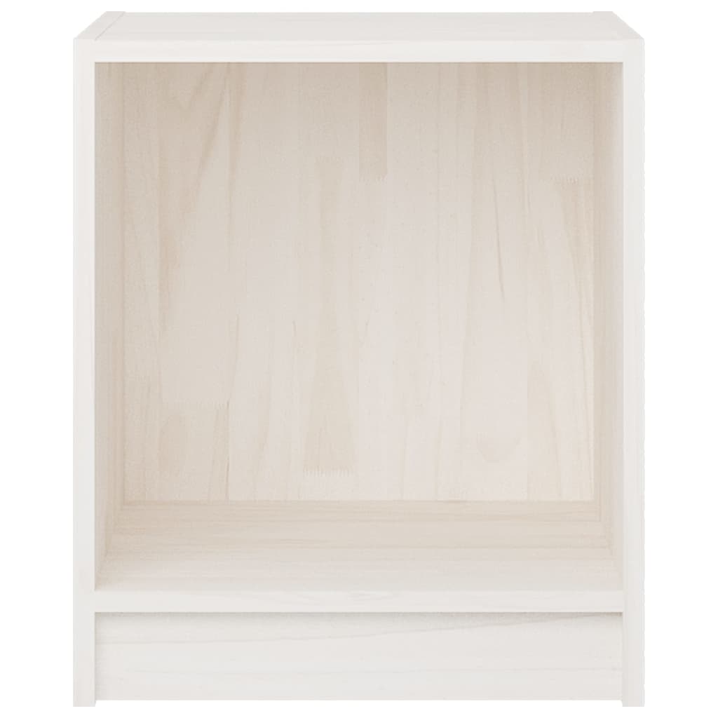 vidaXL Нощно шкафче, бяло, 35,5x33,5x41,5 см, бор масив