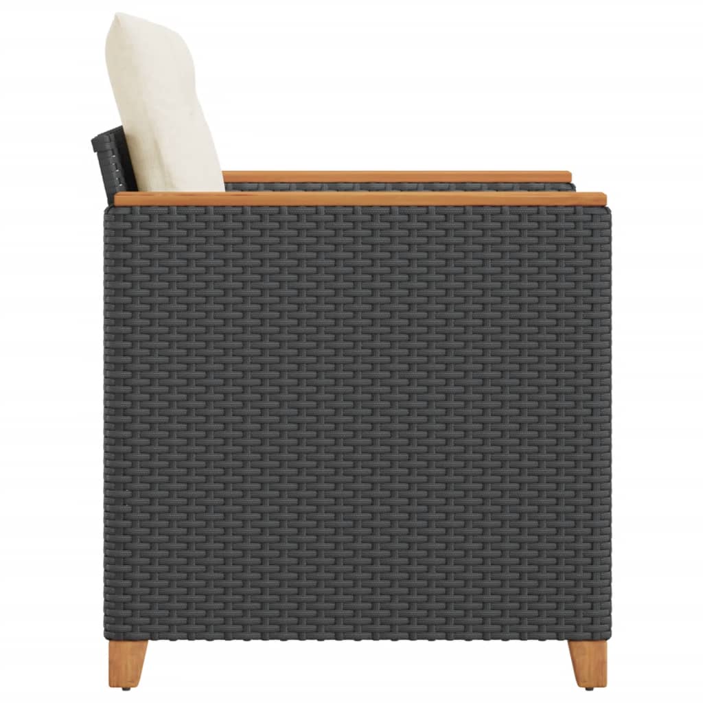 vidaXL Градински стол с възглавници черен полиратан