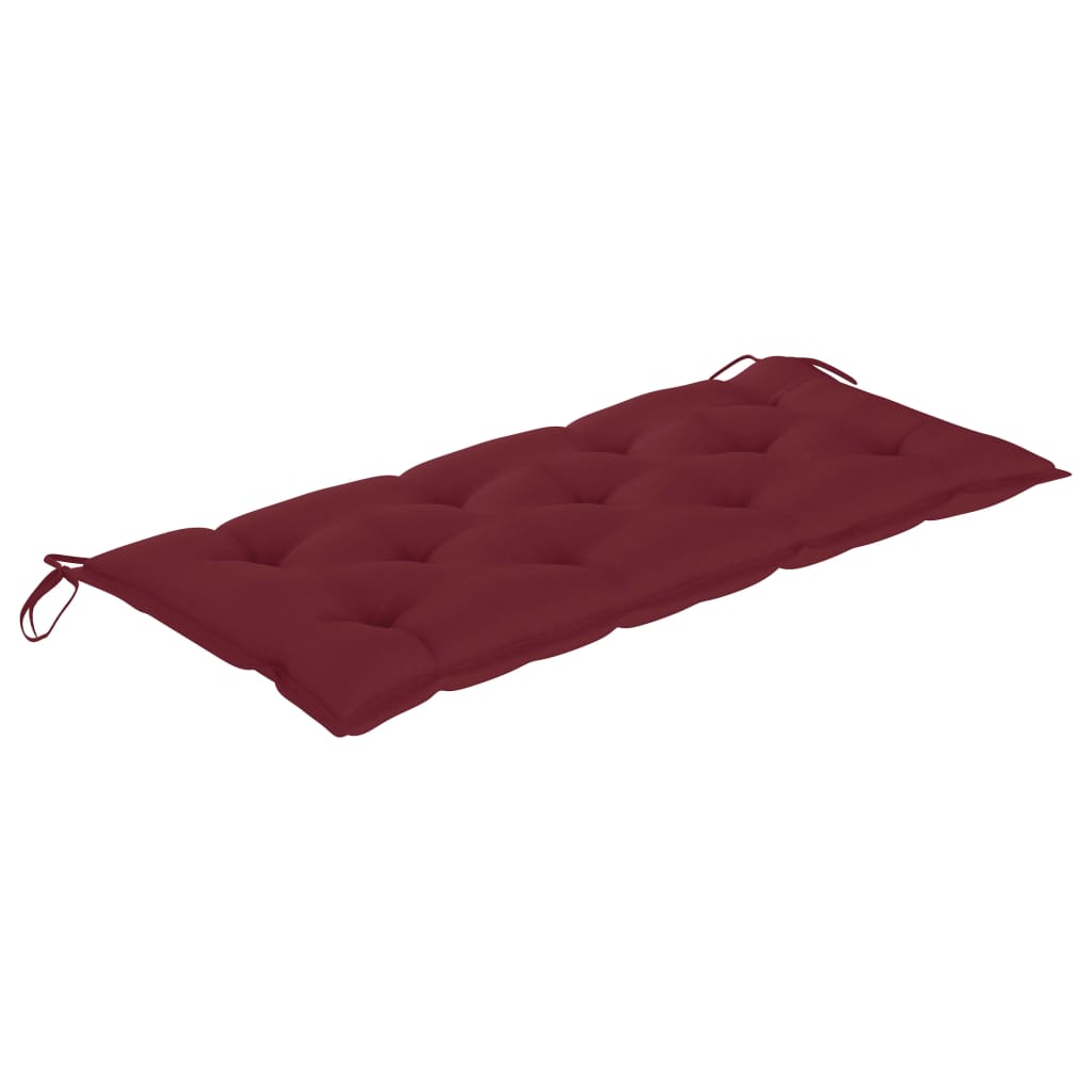 vidaXL Градинска люлка с виненочервено шалте, 120 см, тик масив