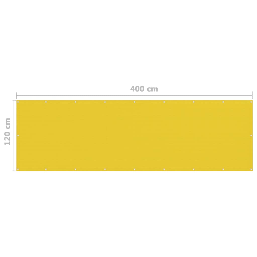 vidaXL Балконски параван, жълт, 120x400 см, HDPE