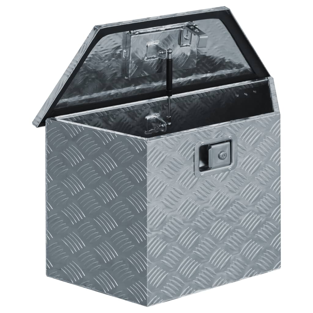 vidaXL Алуминиева кутия, 70x24x42 см, трапецовидна, сребриста
