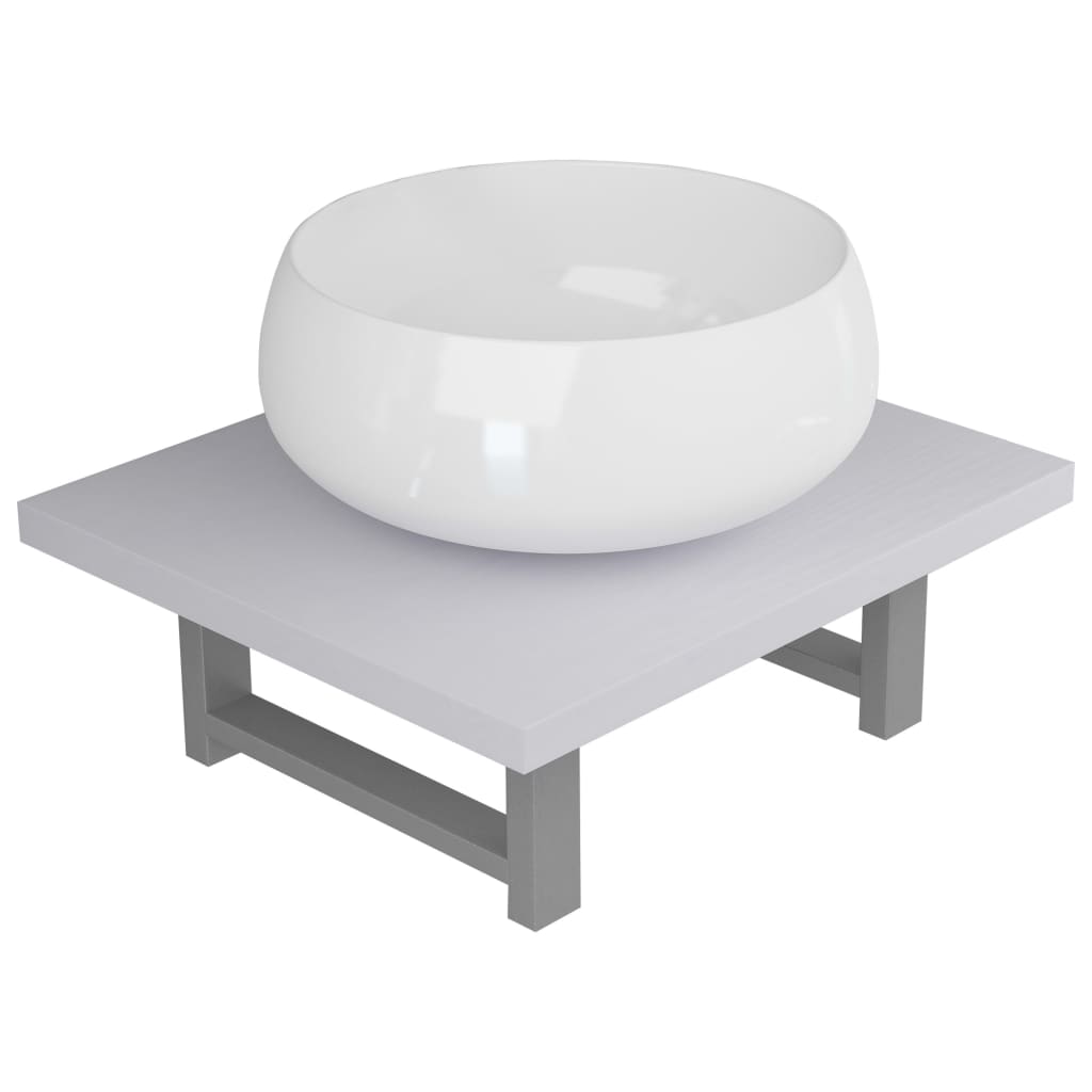 vidaXL Комплект мебели за баня от две части, керамика, бял