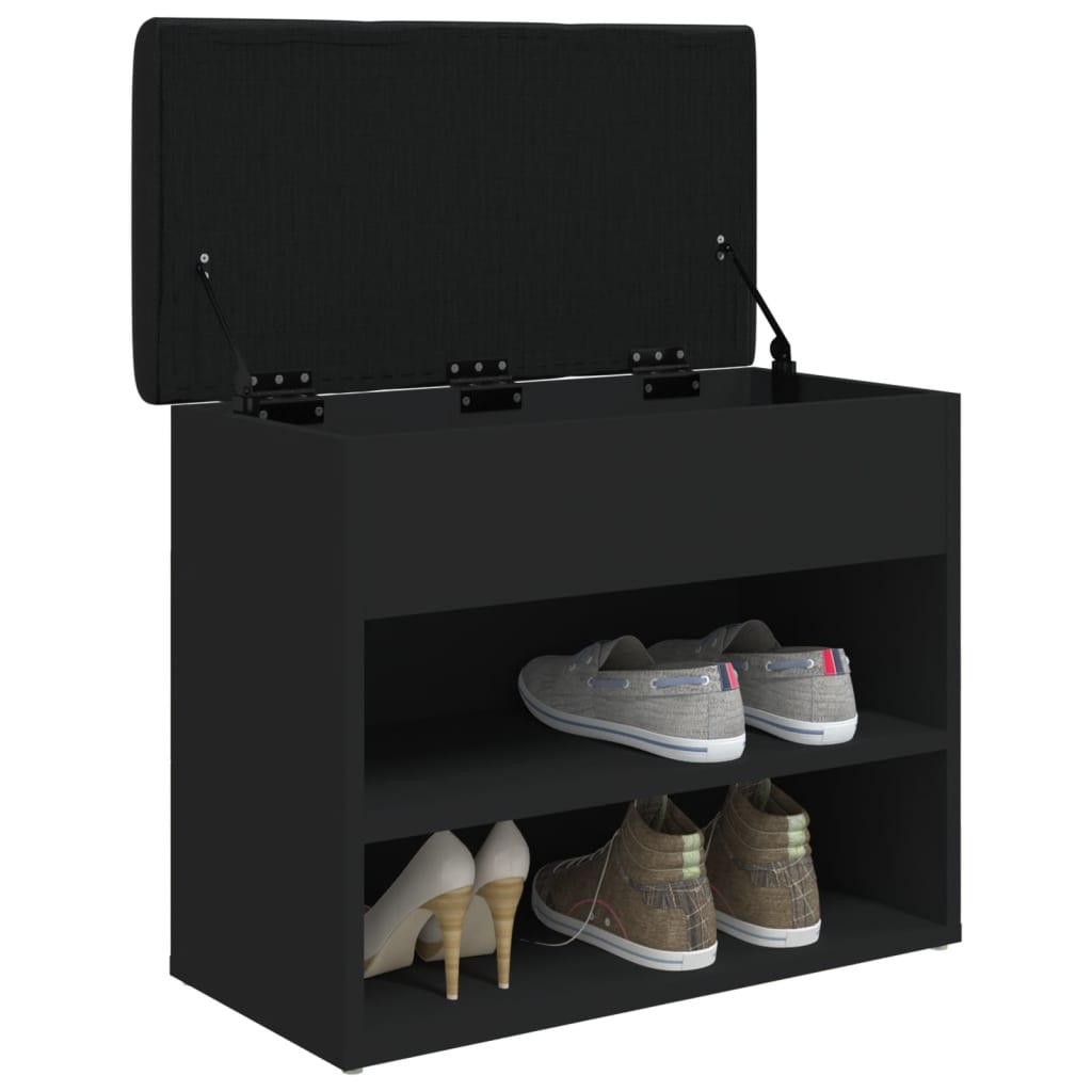 vidaXL Пейка за обувки, черна, 62x32x50 см, инженерно дърво