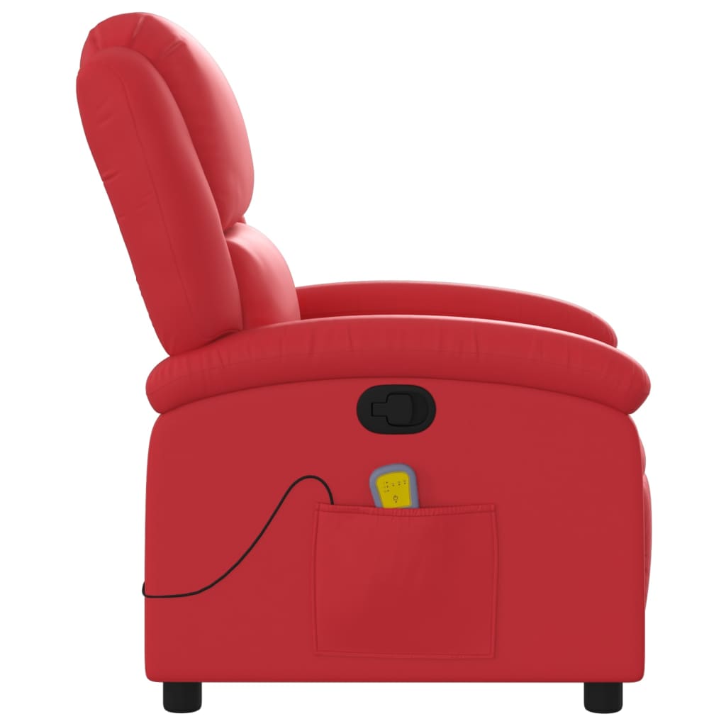 vidaXL Масажен реклайнер стол, червен, изкуствена кожа