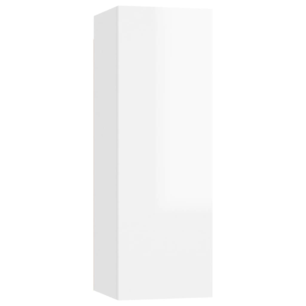 vidaXL ТВ шкафове, 2 бр, бял гланц, 30,5x30x90 см, ПДЧ
