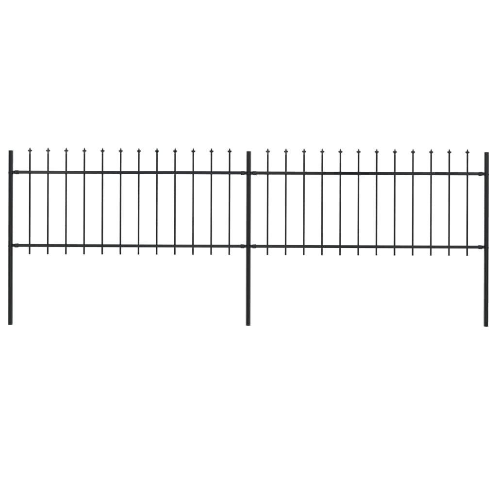 vidaXL Градинска ограда с пики, стомана, 3,4x0,8 м, черна