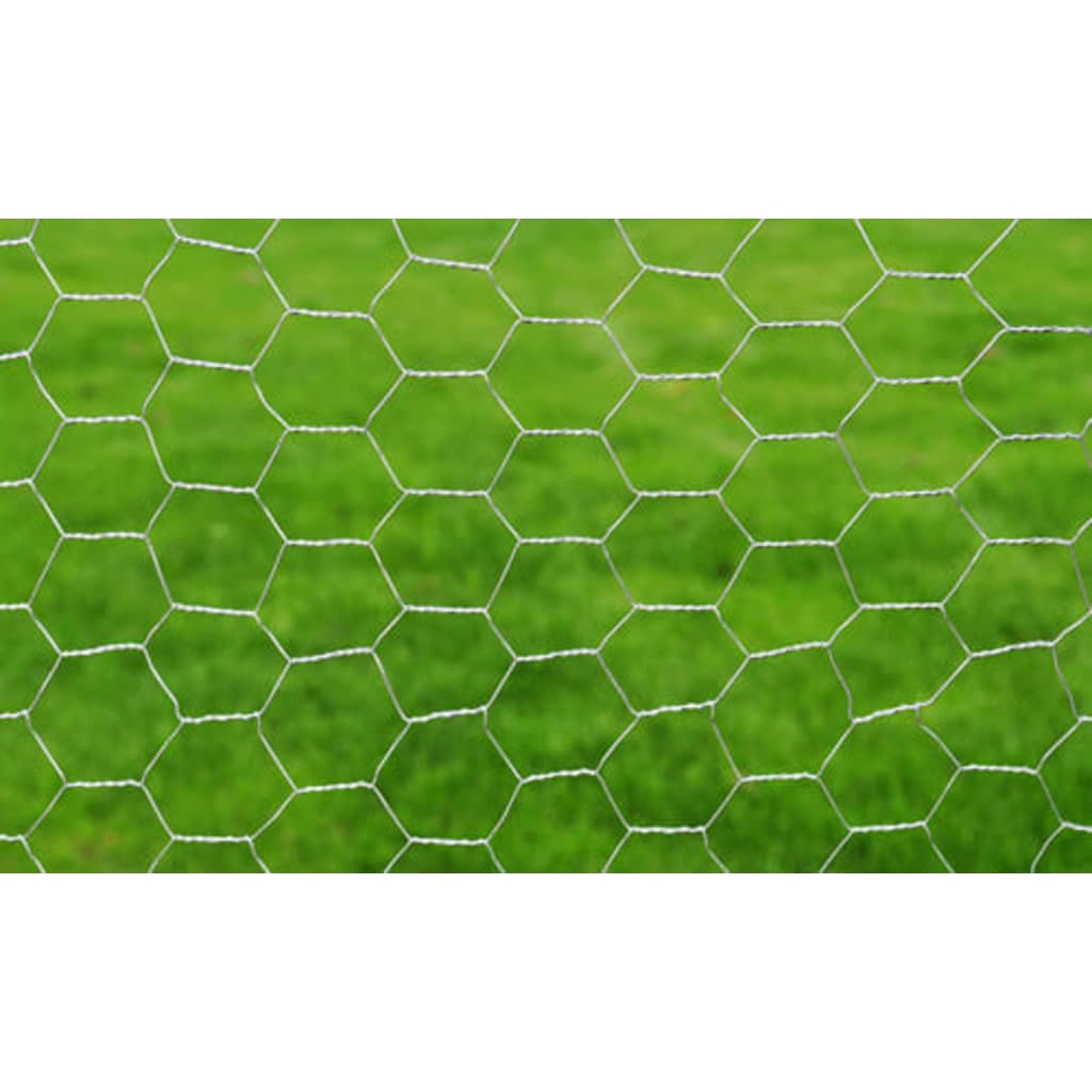 vidaXL Мрежеста ограда поцинкована стомана шестоъгълник 1x25 м сребро