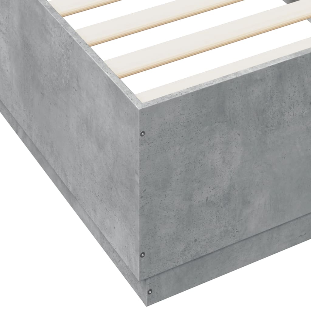 vidaXL Рамка за легло, бетонно сиво, 100x200 см, инженерно дърво