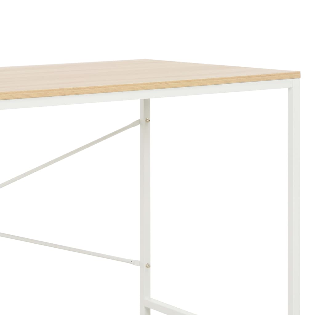 vidaXL Компютърно бюро, бяло и цвят дъб, 120x60x70 см