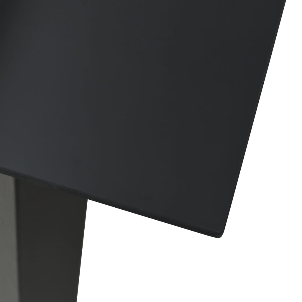 vidaXL Градинска трапезна маса, черна, 80x80x74 см, стомана и стъкло