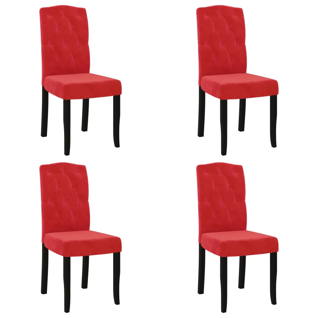 vidaXL Трапезни столове, 4 бр, виненочервени, кадифе