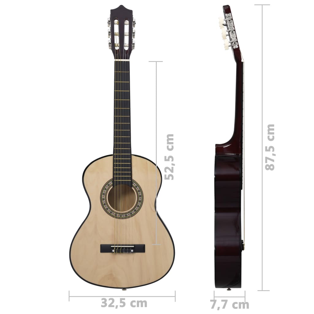 vidaXL Класическа китара за начинаещи и деца, 1/2, 34", липово дърво