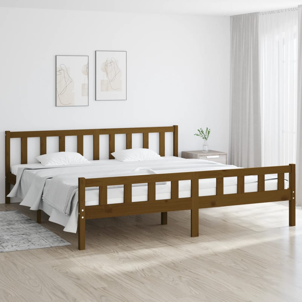 vidaXL Рамка за легло, меденокафява, дърво, 180x200 cм, Super King