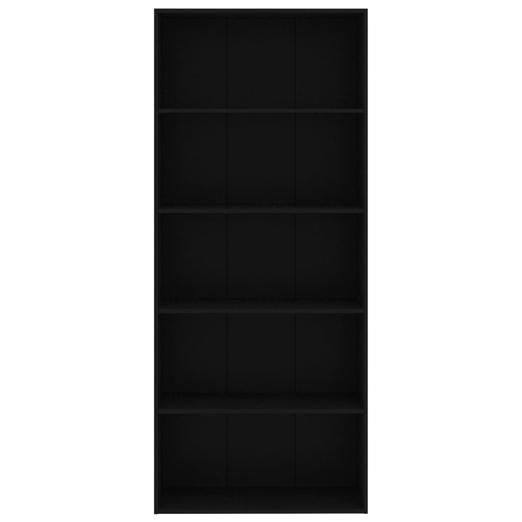 vidaXL 5-етажна библиотека, черна, 80x30x189 см, ПДЧ