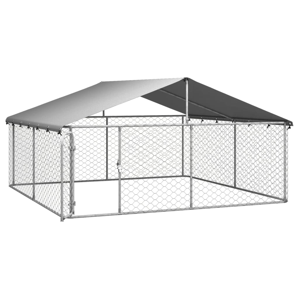 vidaXL Дворна клетка за кучета с покрив, 300x300x150 см