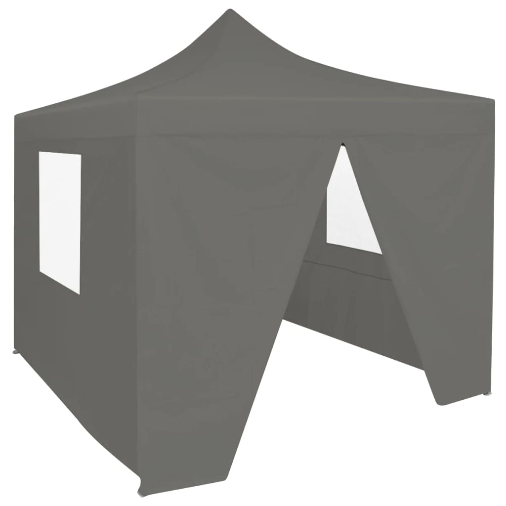 vidaXL Сгъваема парти шатра с 4 странични стени 2x2 м стомана антрацит