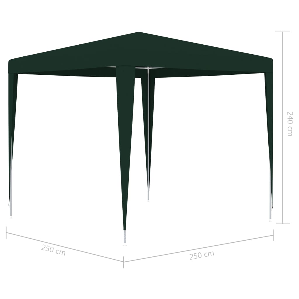 vidaXL Професионална парти шатра, 2,5x2,5 м, зелена, 90 г/м²
