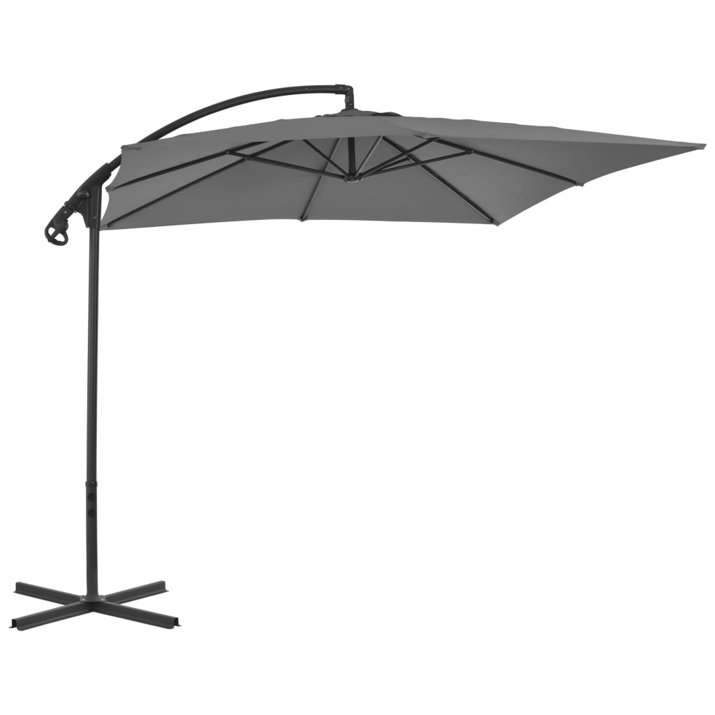 vidaXL Градински чадър чупещо рамо и стоманен прът 250x250 см антрацит