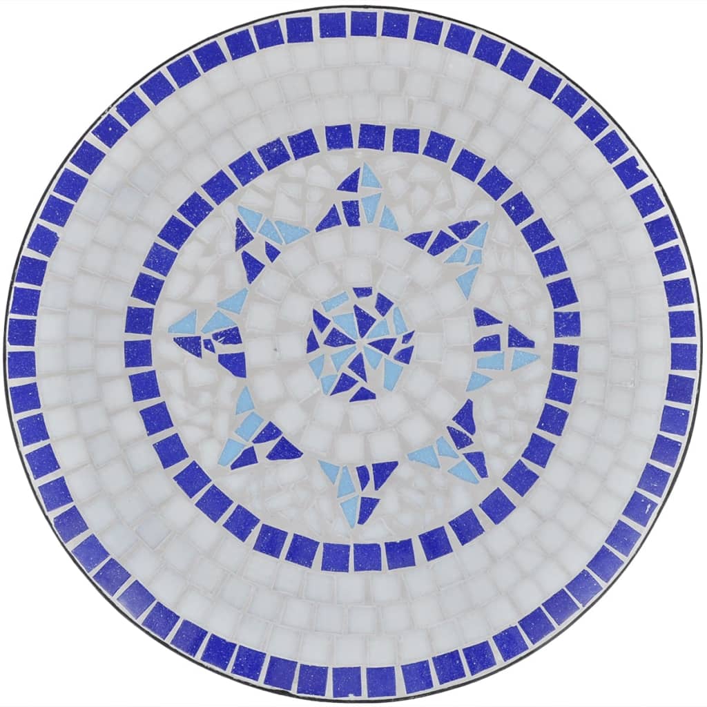vidaXL Бистро маса, синьо и бяло, 60 см, мозайка