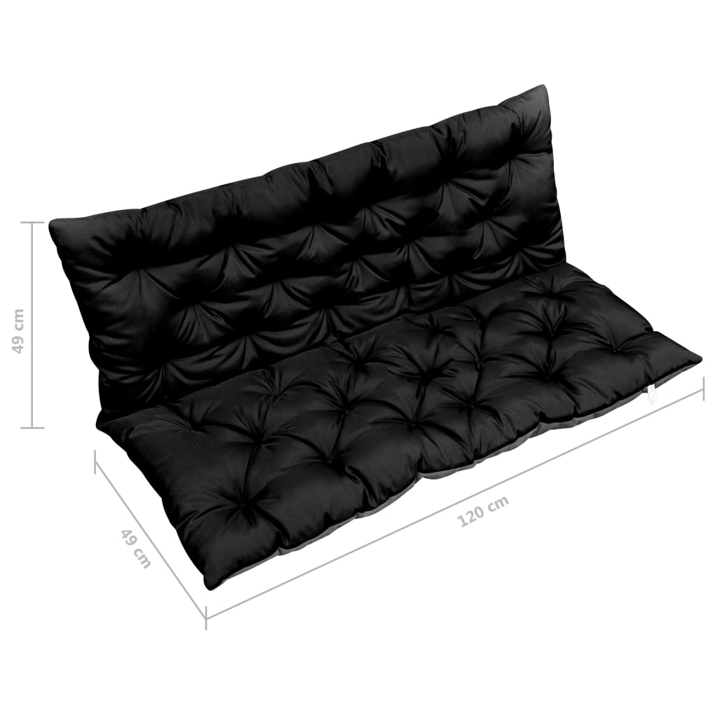 vidaXL Възглавница за градинска люлка, черно и сиво, 120 см, текстил