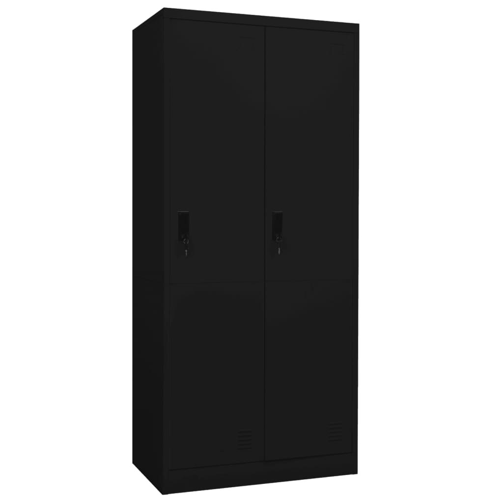 vidaXL Гардероб, черен, 80x50x180 см, стомана