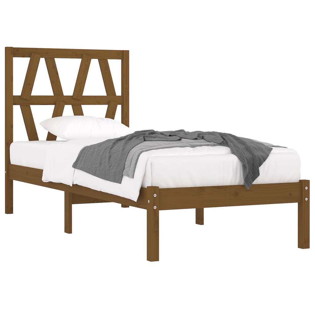 vidaXL Рамка за легло, меденокафява, бор, 75x190 см, Small Single