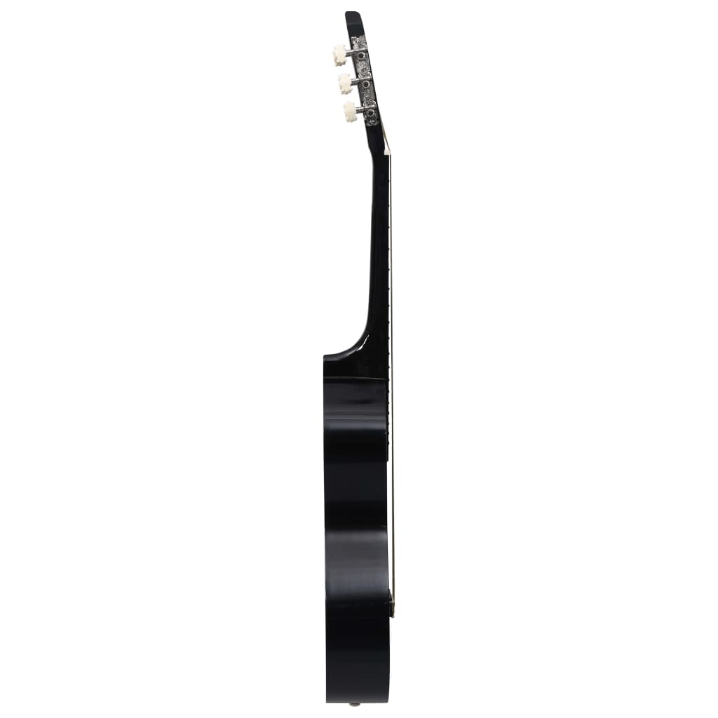 vidaXL Класическа китара за начинаещи, черна, 4/4, 39", липово дърво
