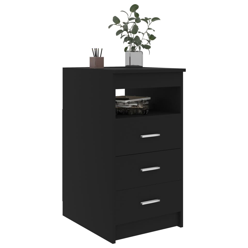 vidaXL Шкаф с чекмеджета, черен, 40x50x76 см, инженерна дървесина