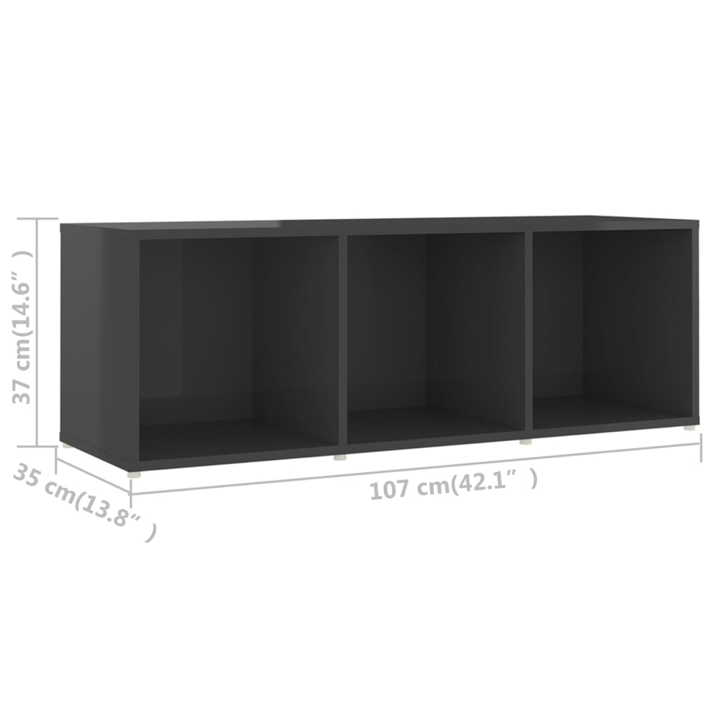 vidaXL ТВ шкафове, 2 бр, сив гланц, 107x35x37 см, ПДЧ