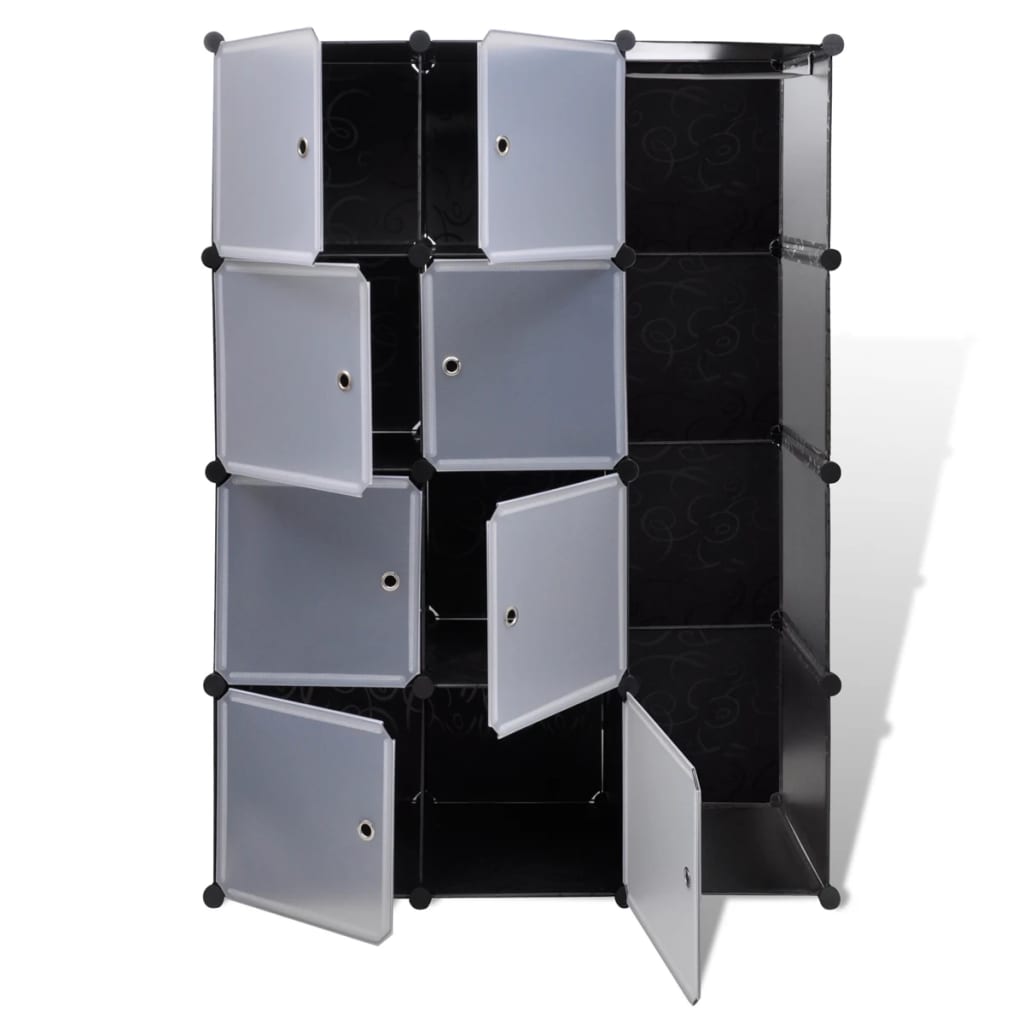 vidaXL Модулен шкаф с 9 отделения, 37x115x150 см, черно и бяло