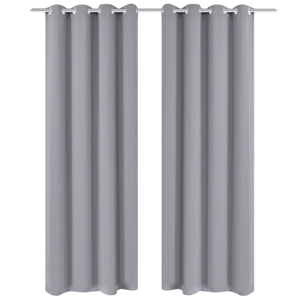 vidaXL Затъмняваща завеса с метални халки, 270x245 см, сива