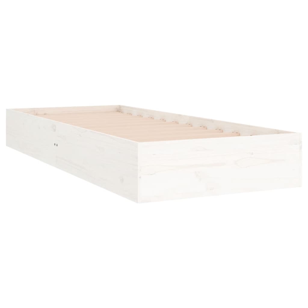 vidaXL Рамка за легло бяла масивно дърво 75x190 см Small Single