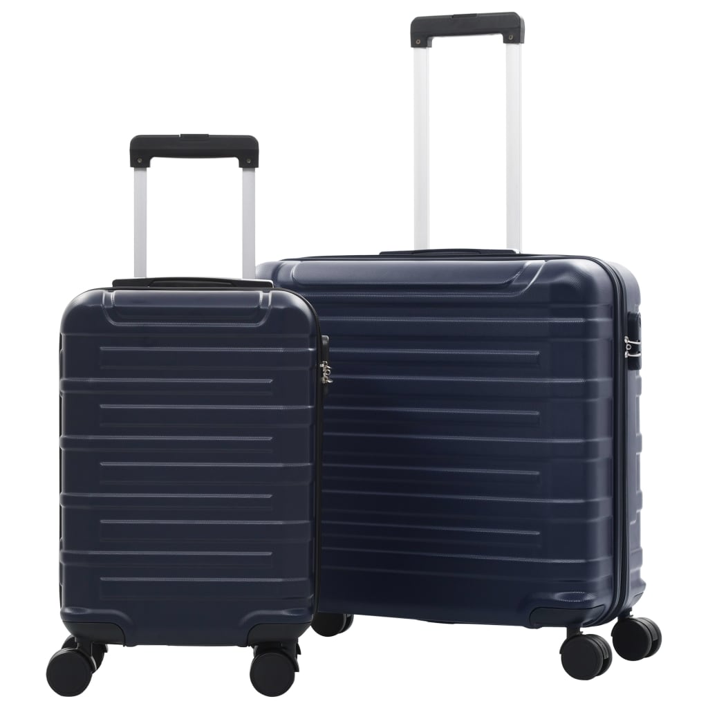 vidaXL Комплект твърди куфари с колелца, 2 бр, нейви, ABS
