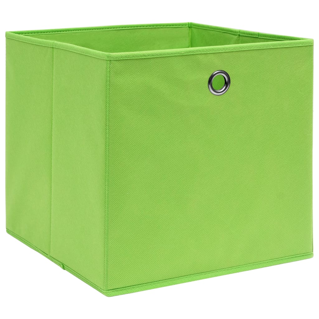 vidaXL Кутии за съхранение 4 бр зелени 32x32x32 см плат