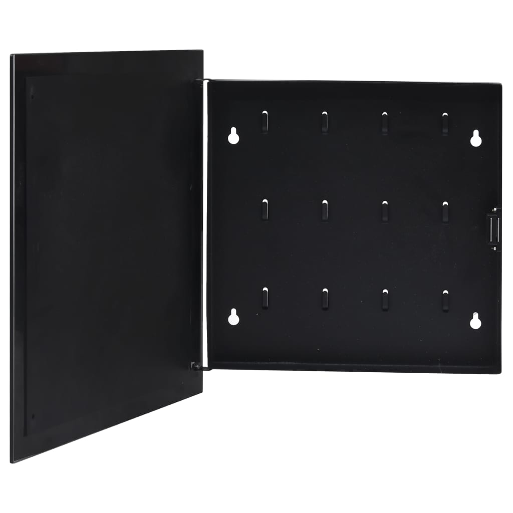 vidaXL Кутия за ключове с магнитна дъска, черна, 35x35x5,5 см