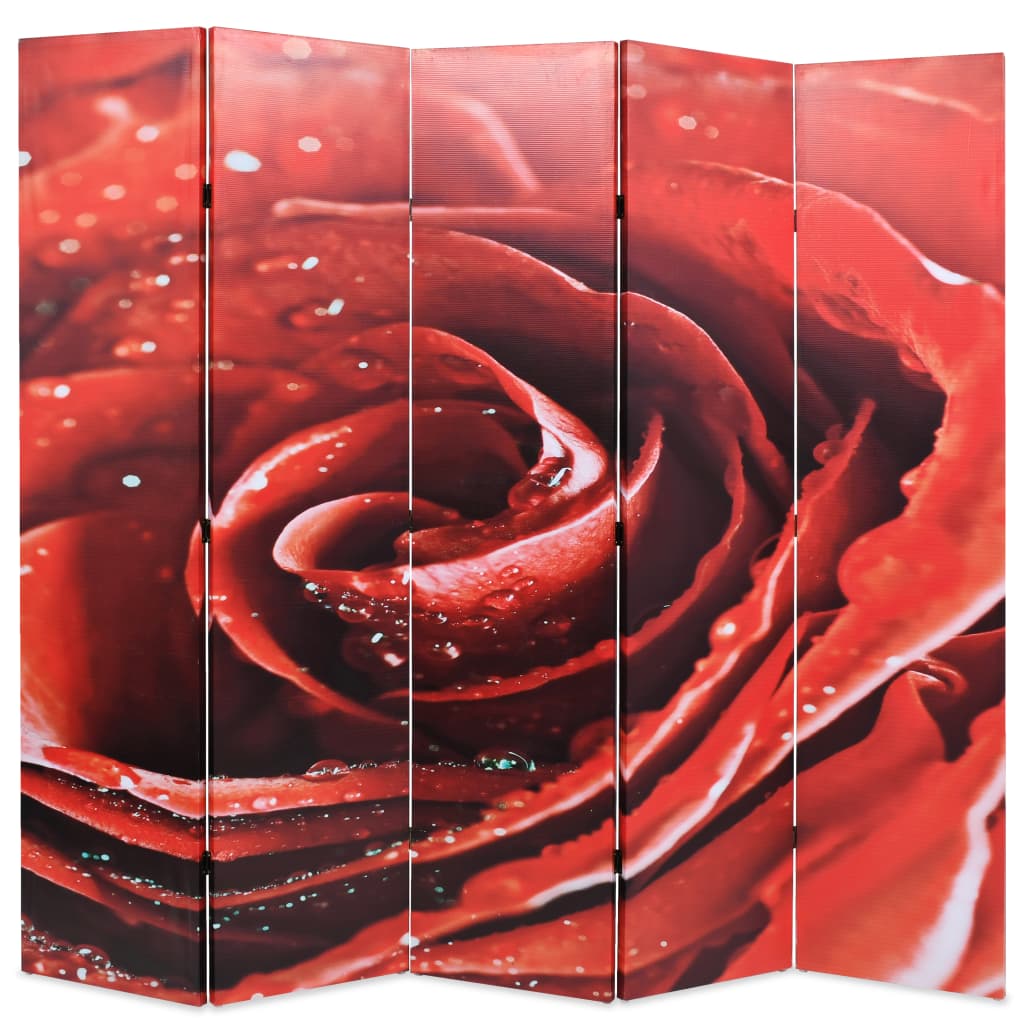 vidaXL Сгъваем параван за стая, 200x170 см, роза, червен