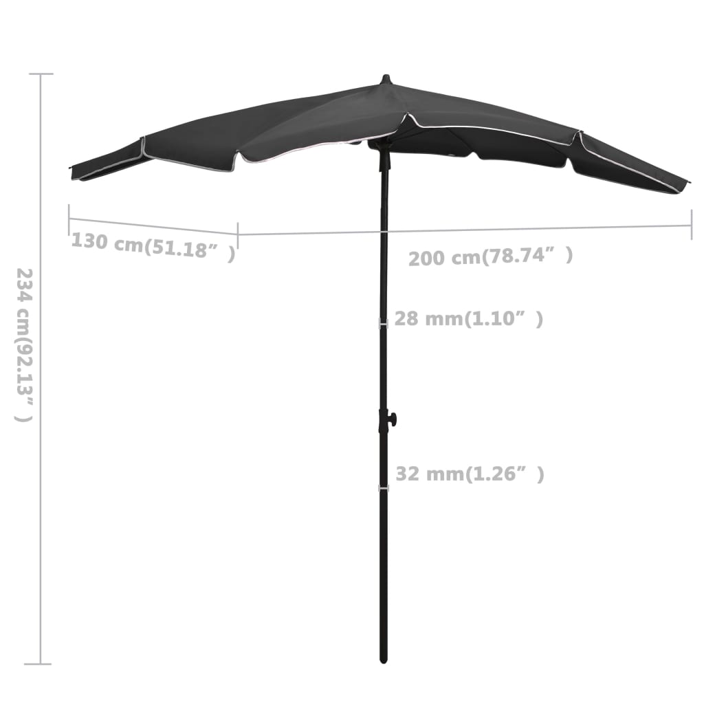 vidaXL Градински чадър с прът, 200x130 см, антрацит