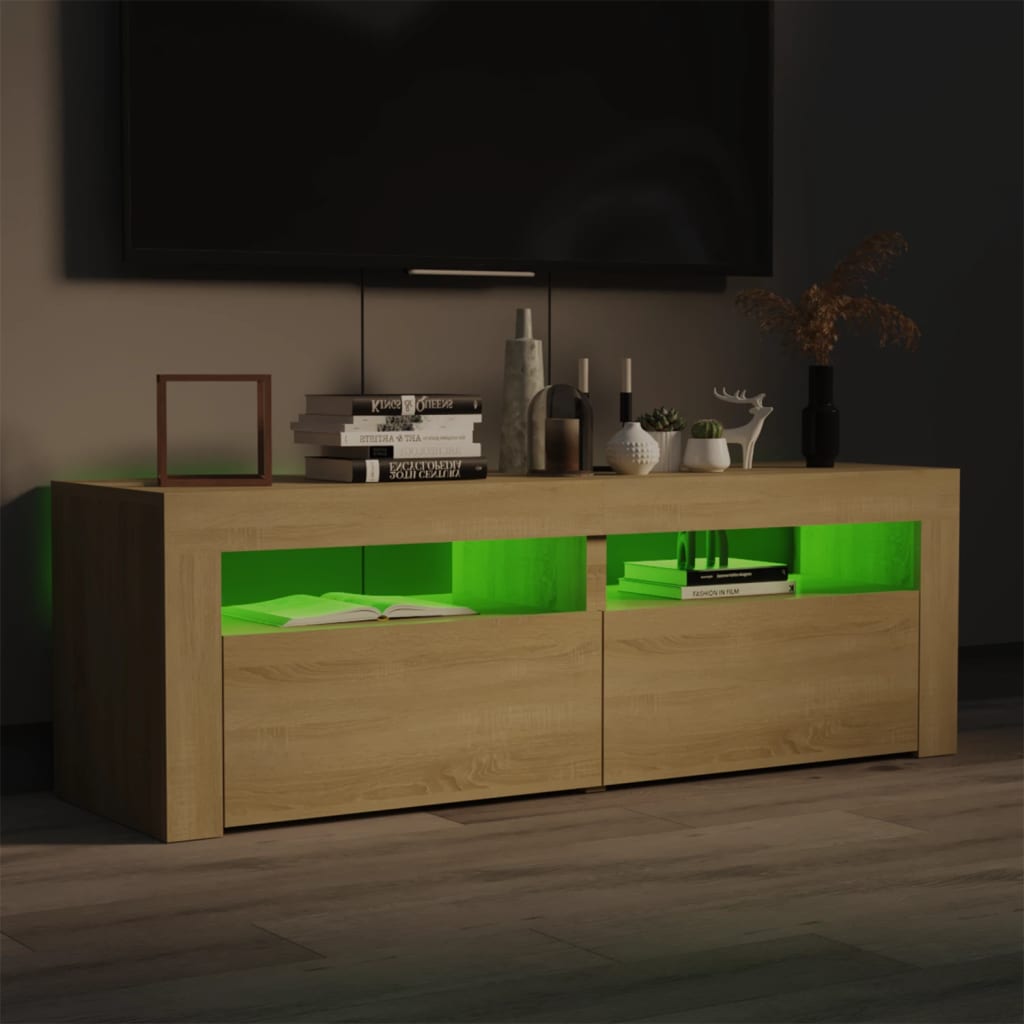 vidaXL ТВ шкаф с LED осветление, дъб сонома, 120x35x40 см