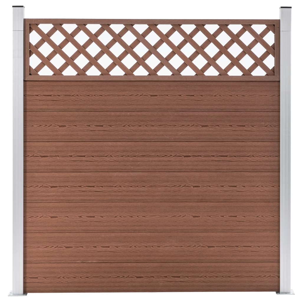 vidaXL Комплект WPC ограда, 3 квадратни пана, 526x185 см, кафяв