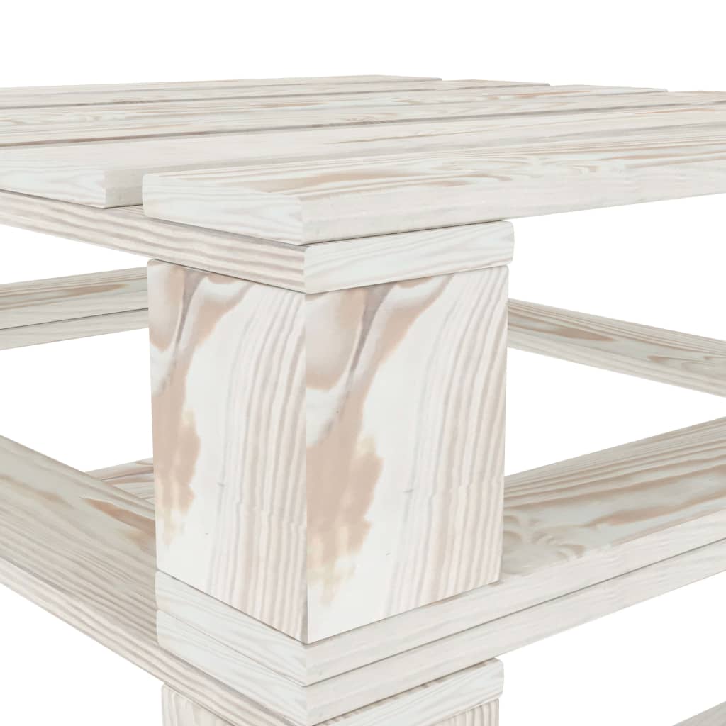 vidaXL Градински мебели от палети, 8 части, дърво, бели