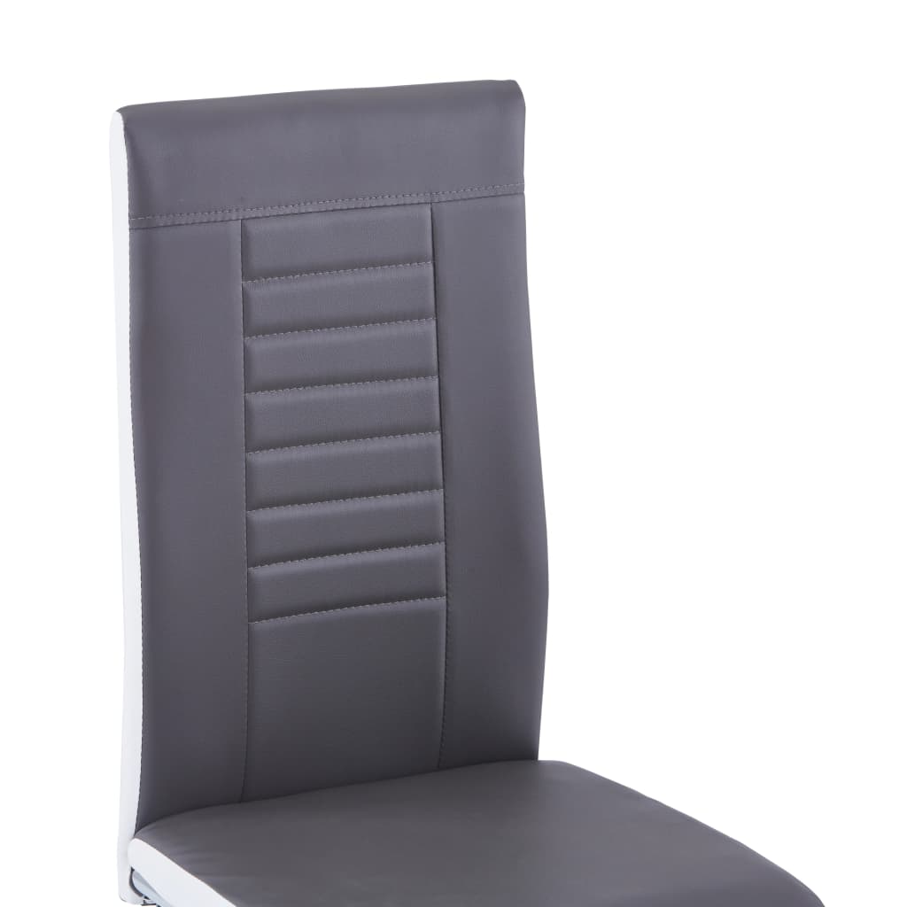 vidaXL Конзолни трапезни столове, 4 бр, сиви, изкуствена кожа