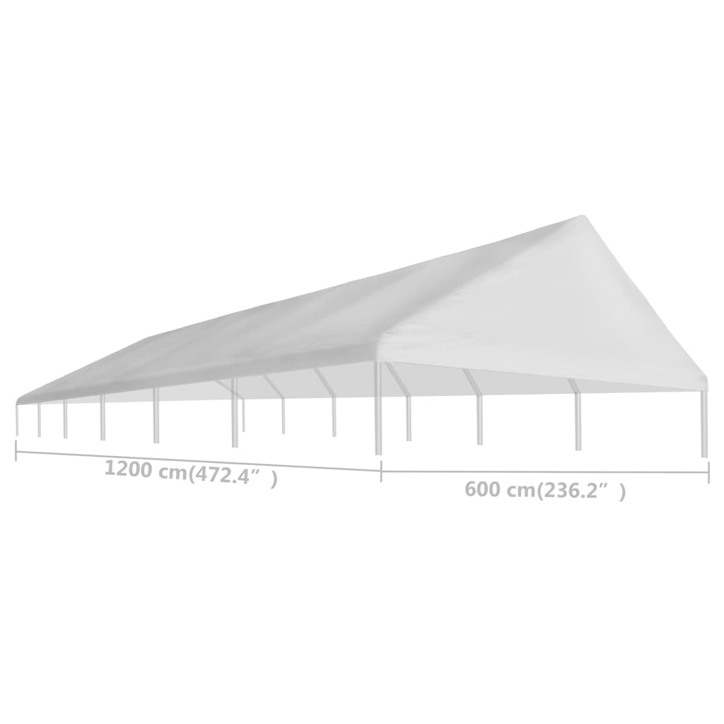 vidaXL Покривало за парти шатра, 6х12 м, бяло