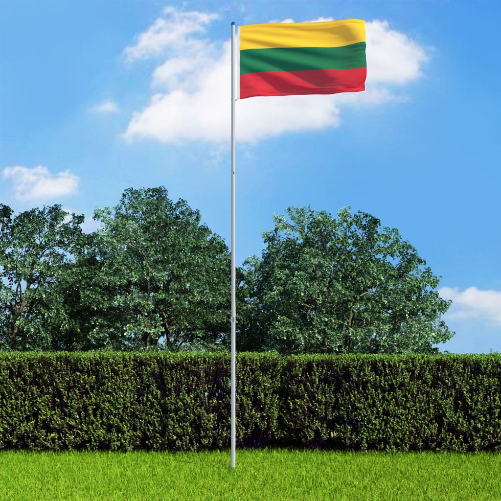 vidaXL Флаг на Литва и алуминиев флагщок, 6 м