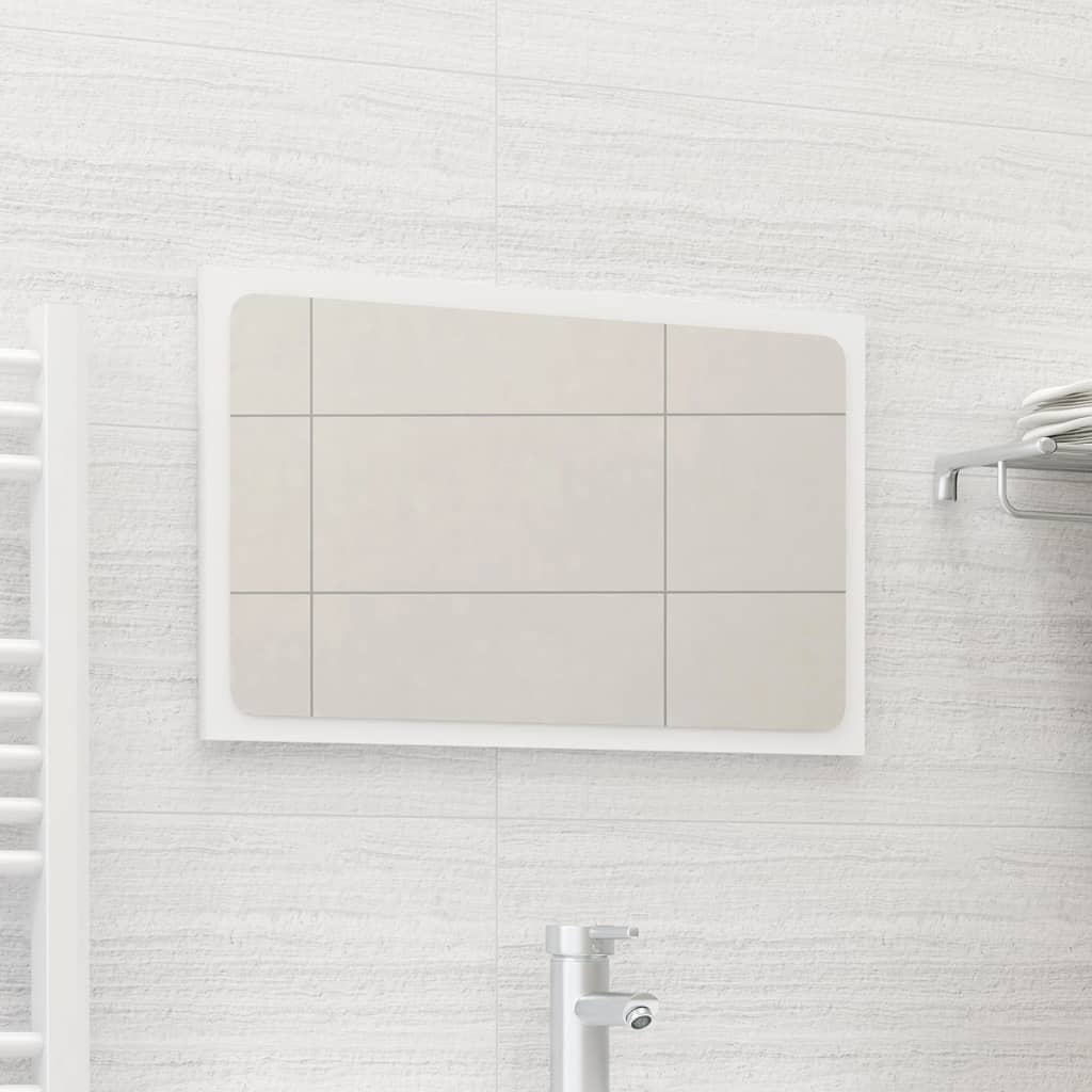 vidaXL Огледало за баня, бяло, 60x1,5x37 см, ПДЧ