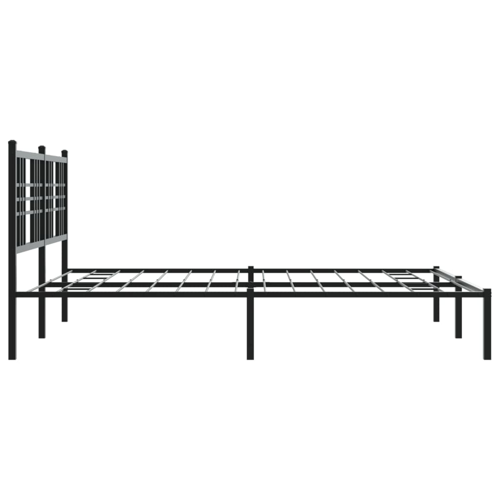 vidaXL Метална рамка за легло с горна табла, черна, 150x200 см