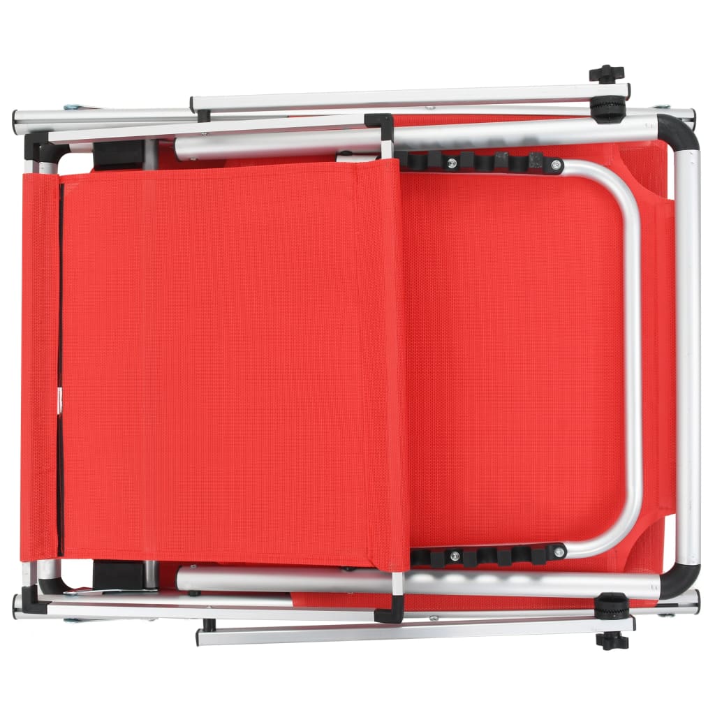 vidaXL Сгъваем шезлонг със сенник, алуминий и textilene, червен