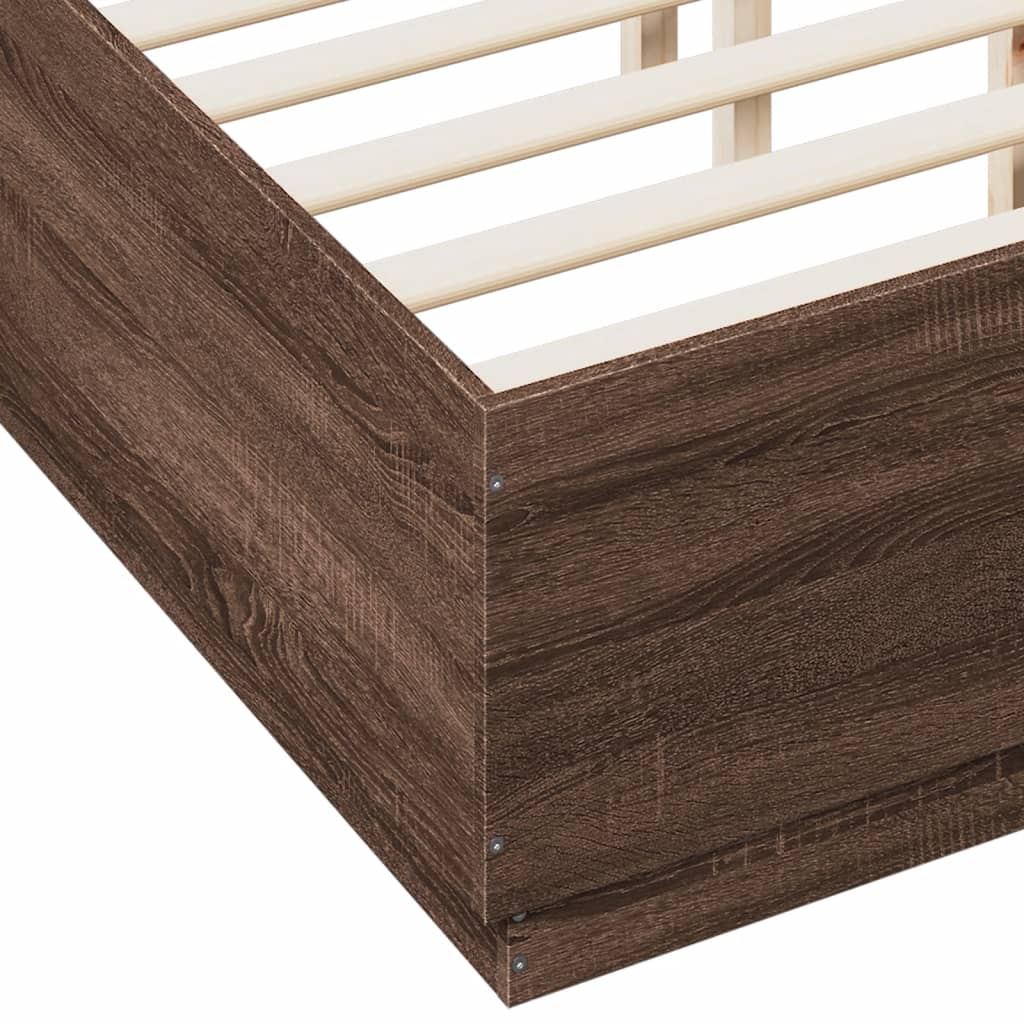 vidaXL Рамка за легло, кафяв дъб, 120x190 см, инженерно дърво