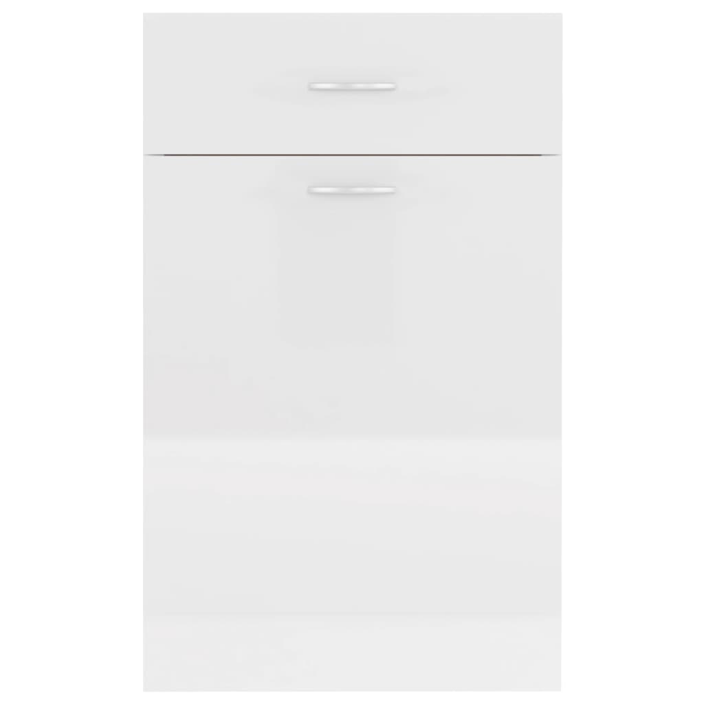 vidaXL Долен шкаф с чекмедже, бял гланц, 50x46x81,5 см, ПДЧ